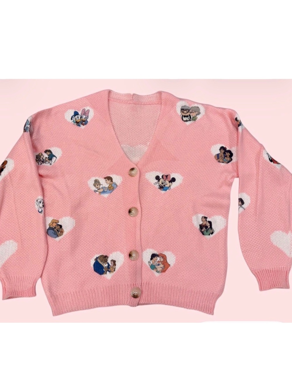 Pink Disney Couples Heart Cardigan